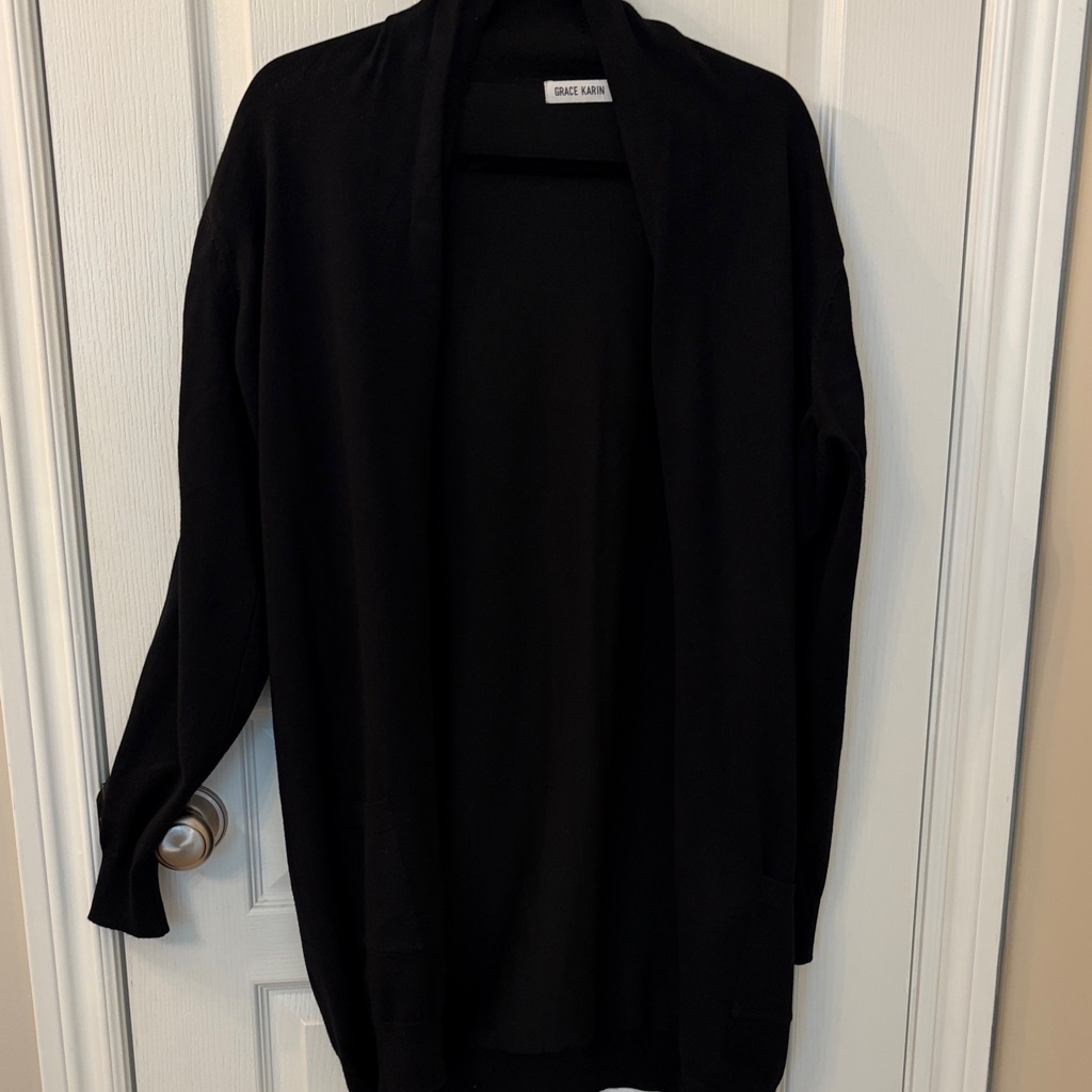 Grace Karin Black Open Cardigan With Drape
